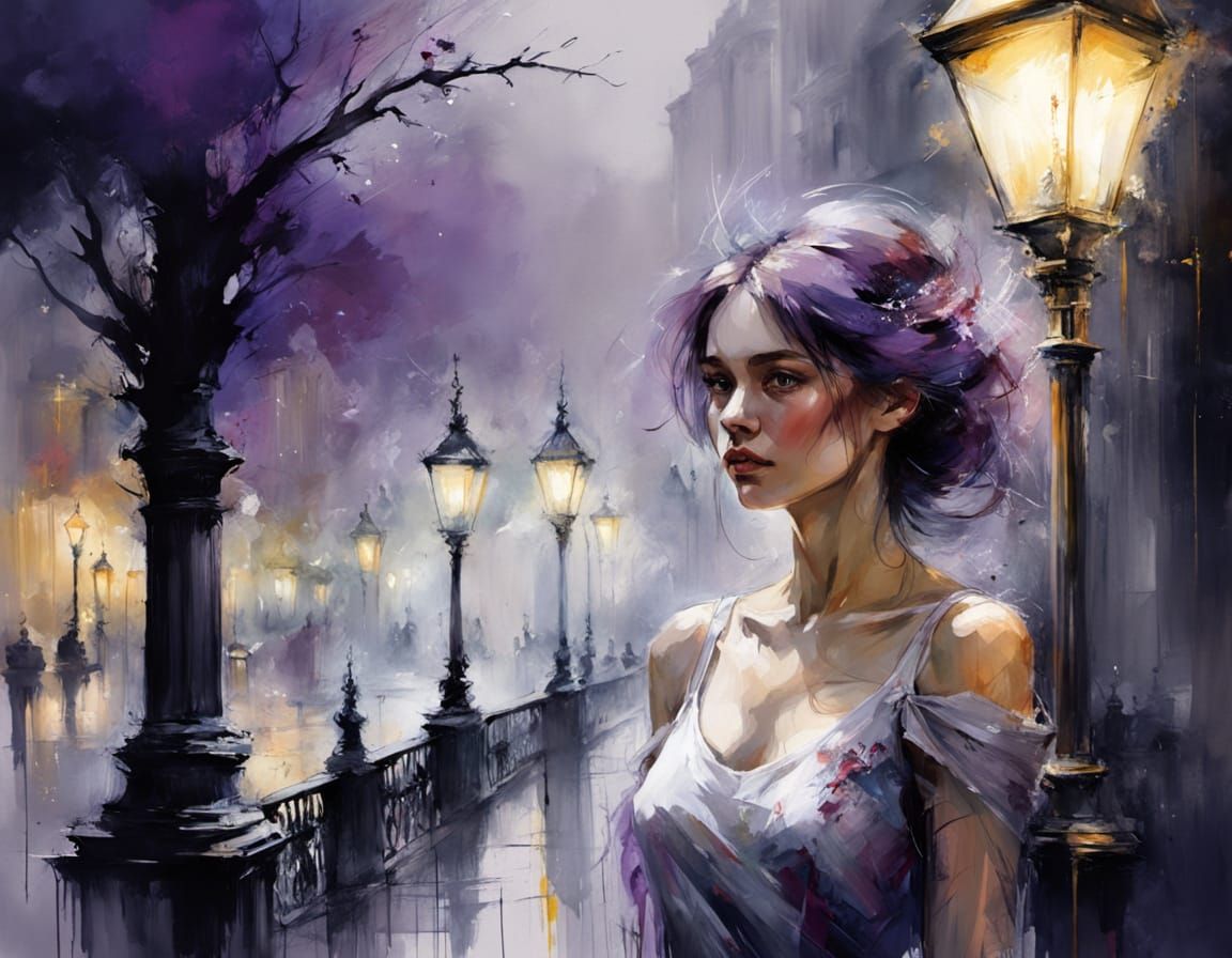 Mysterious Figure in Mist: Hyperrealistic Splash Art