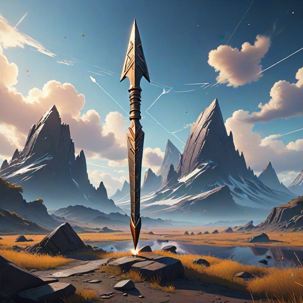 Majestic Arrow Pierces the Heavens in Celestial Aesthetic