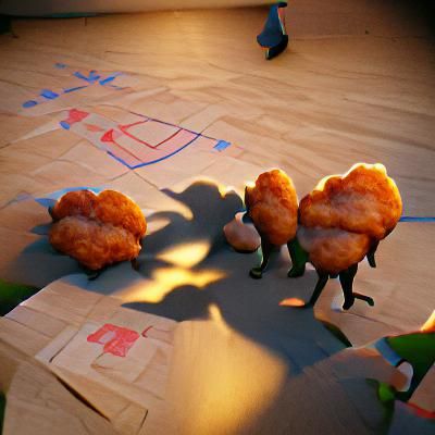 Chicken Nuggets and Fowl in 3D Rendering