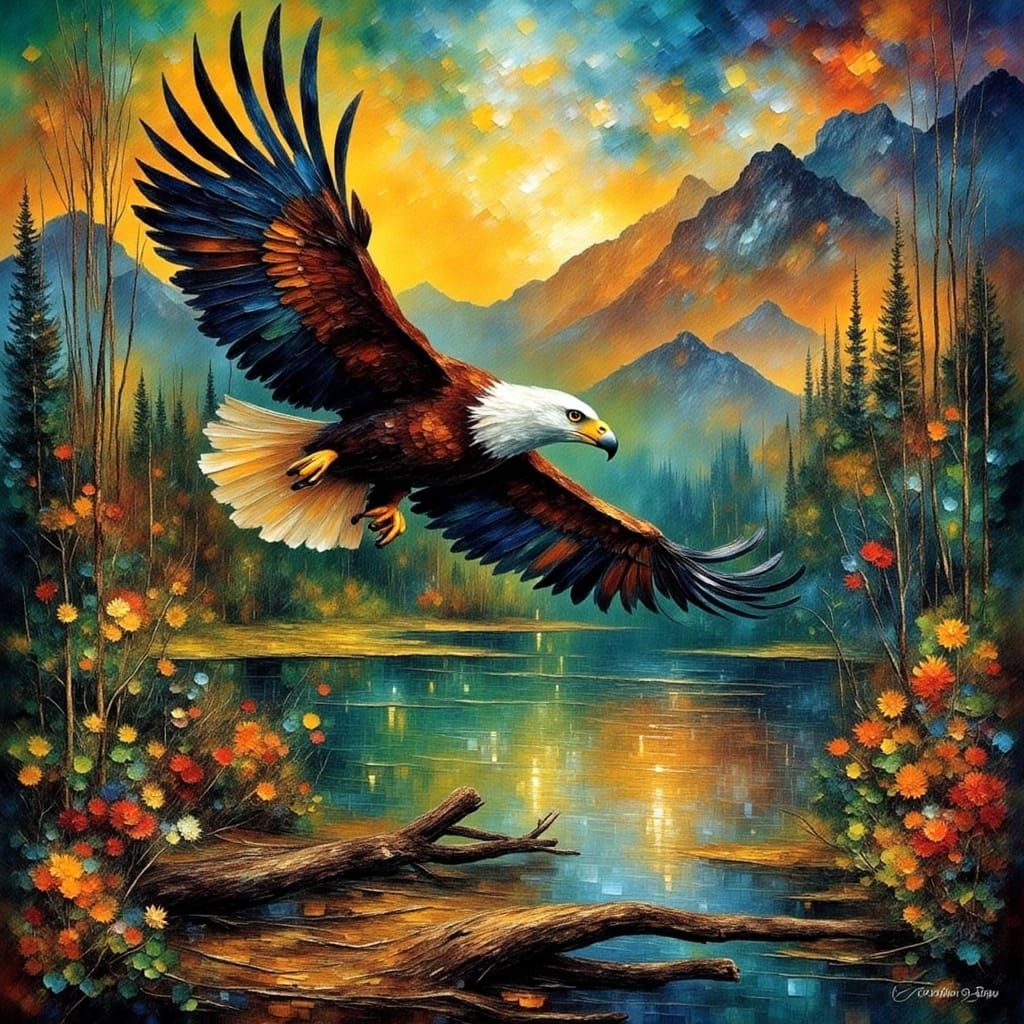 Majestic Eagle in Flight: Hyperrealistic Digital Art