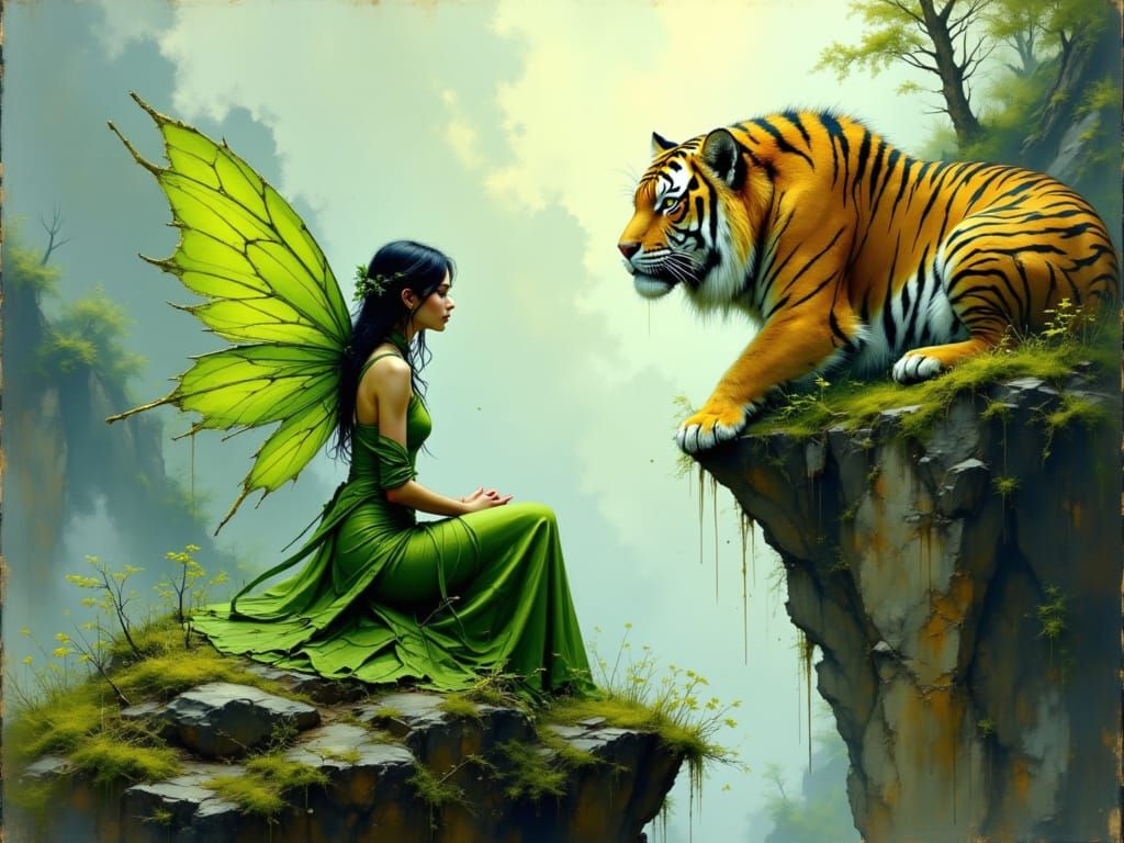 Ethereal Fairy Warrior on Cliffside