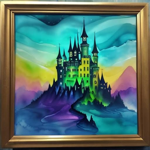 Magical Castle in Alcohol Ink