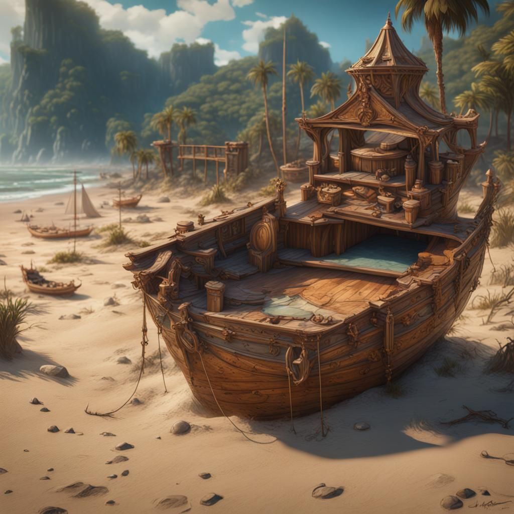 Fantastical Beach Day: Detailed Matte Painting