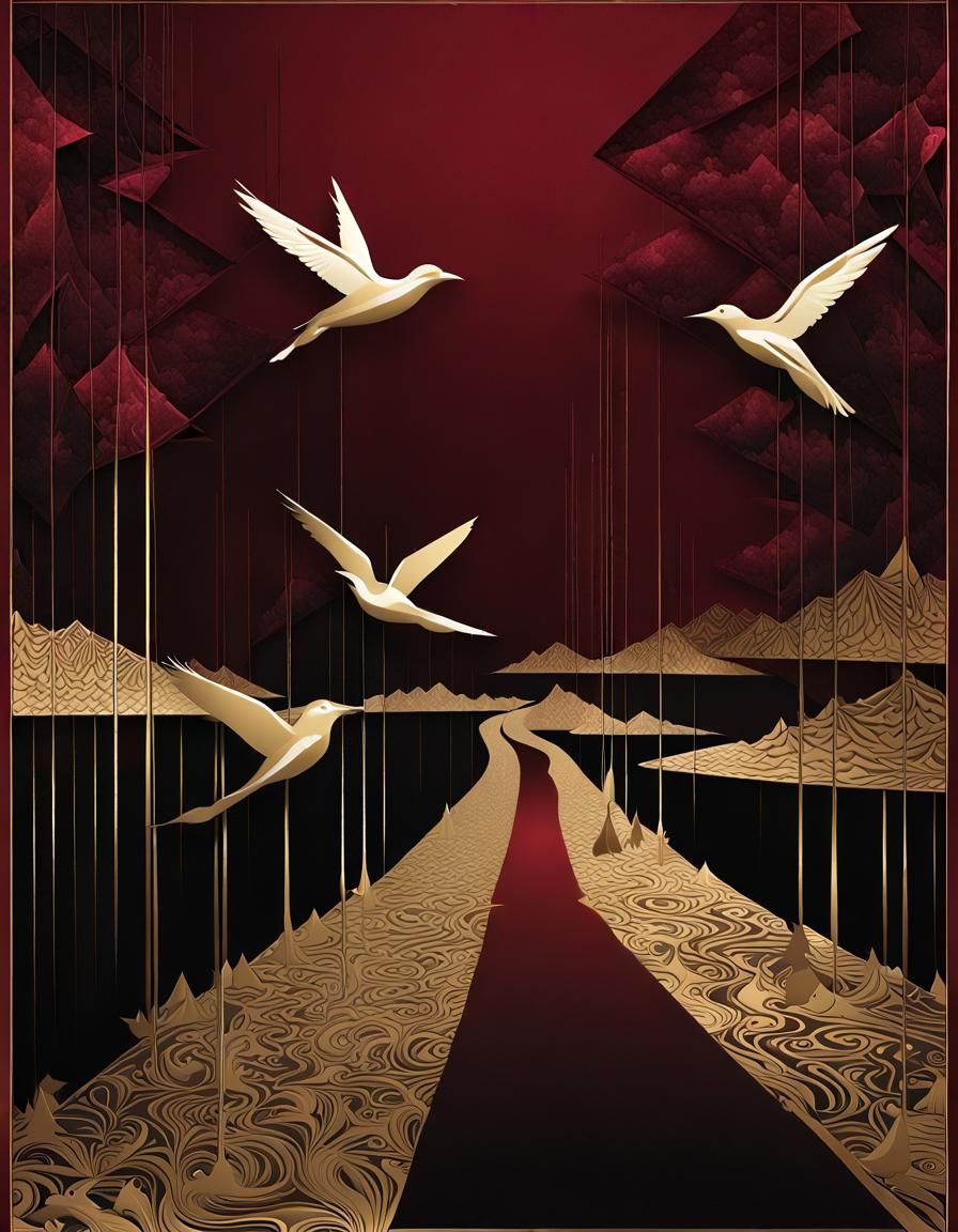 Lightbirds Guide Through Quilledpunk Dreamscape