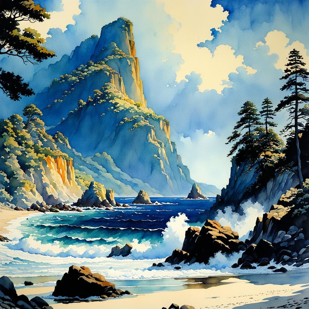 Seashore Landscape in Parrish Anime Style