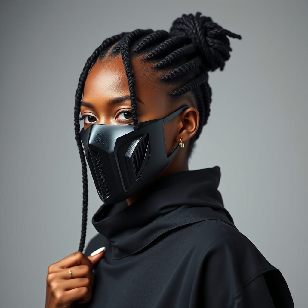 Futuristic Portrait of Raven Noir in Cyberpunk Style