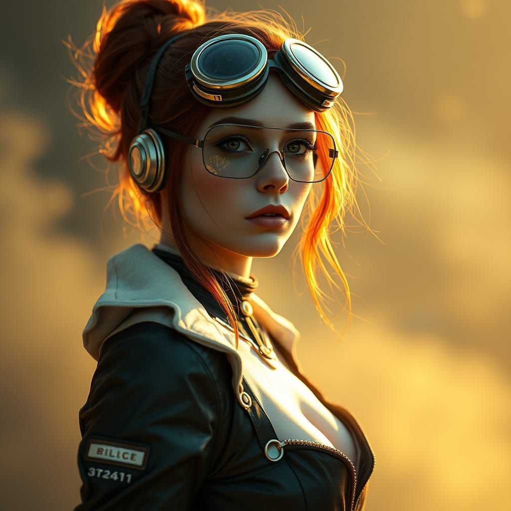 Ethereal Steampunk Siren in Golden Light