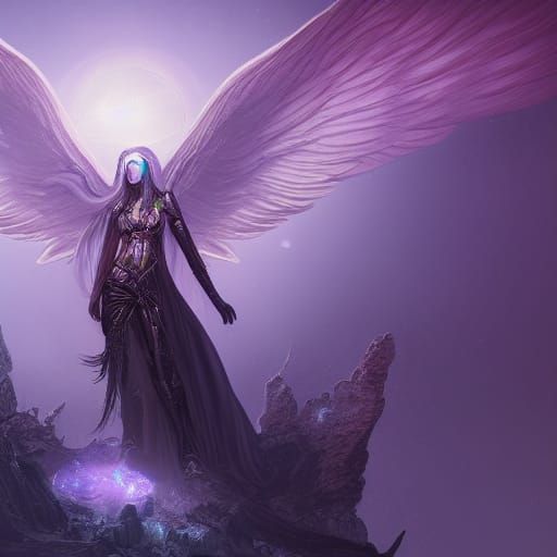 Mysterious Angel in Space: Fantasy Concept Art
