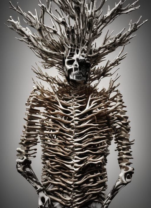 Bizarre Bone Christmas Tree in Hyperrealistic Style
