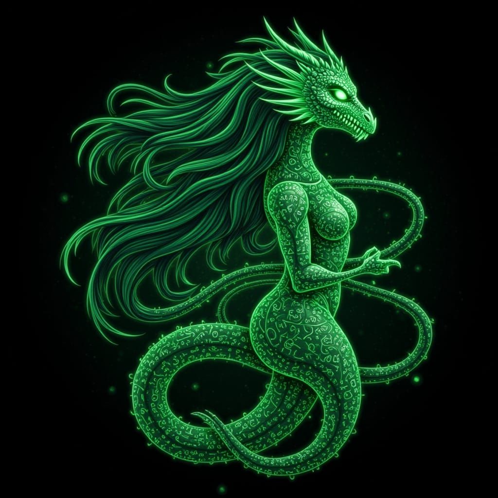 Psychedelic Neon Goddess with Glowing Veins