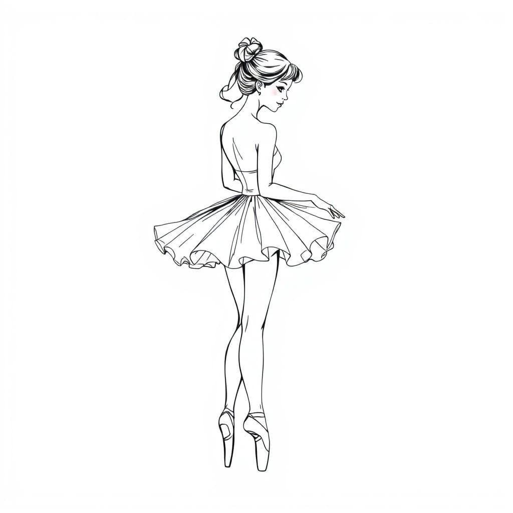 Elegant Princess in Ballet Shoes Sketch