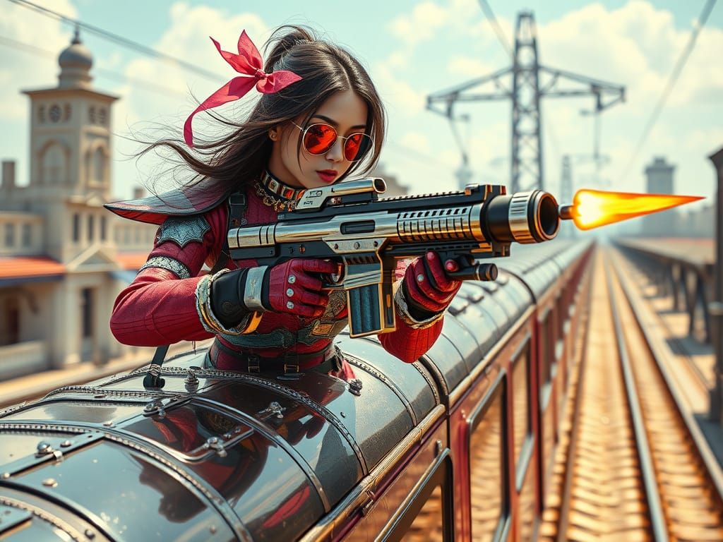 Girl on a Train with a Gun 🔫 🚂
