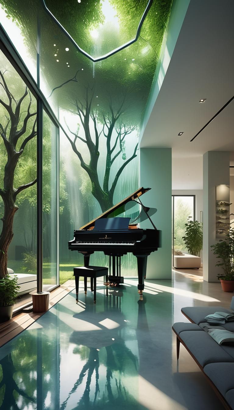 Futuristic Organic Architecture with Luminous Energy Lines