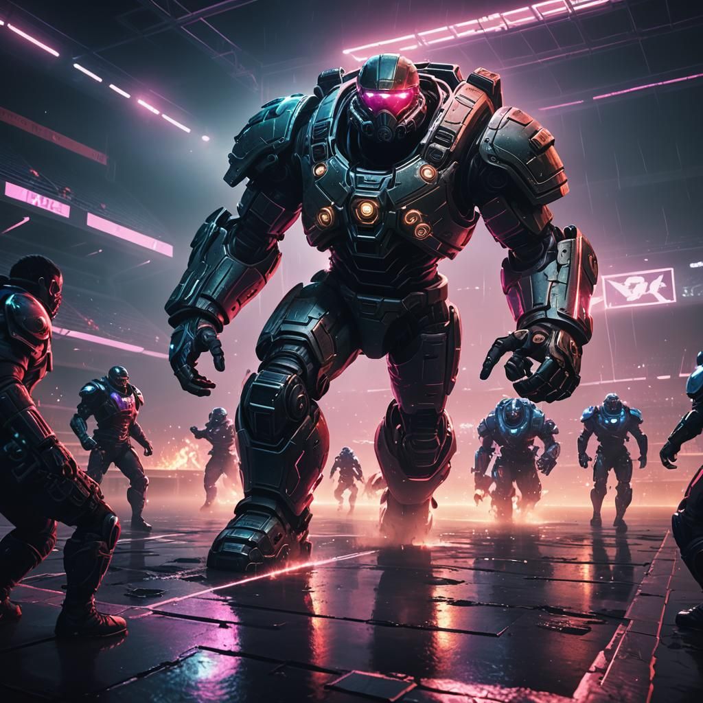 Gears of War Football in Synthwave Neon Style