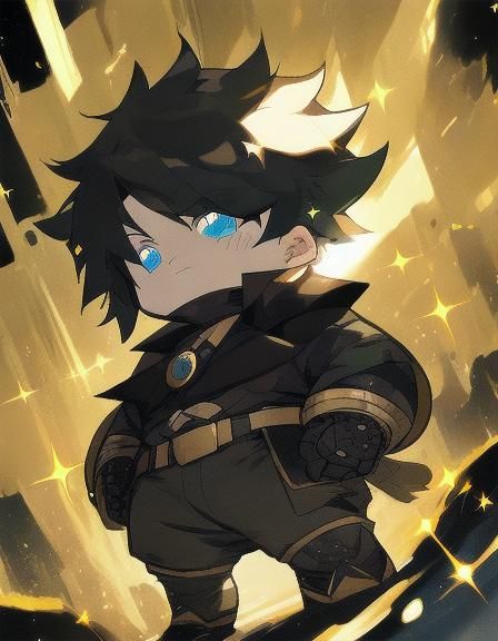 Chibi Anime Thief Adventurer with Sparkling Effects
