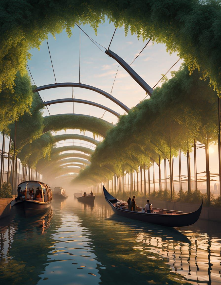 Eco-Futuristic Venice: A Sustainable Waterworld Paradise