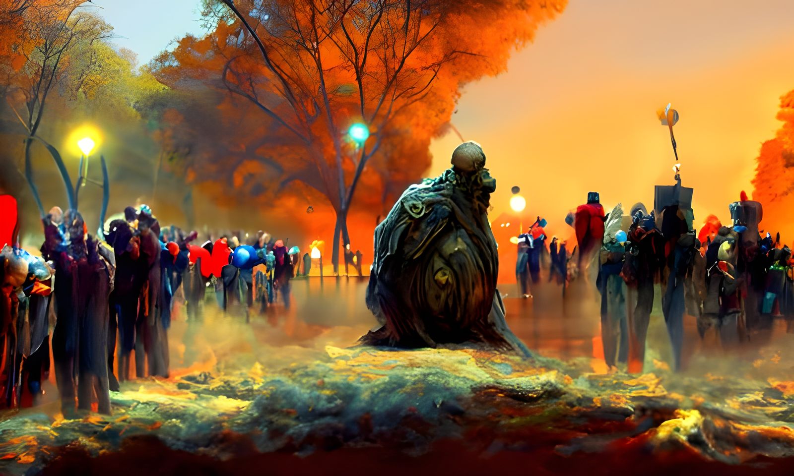 Angry Protesters on the National Mall: Digital Art