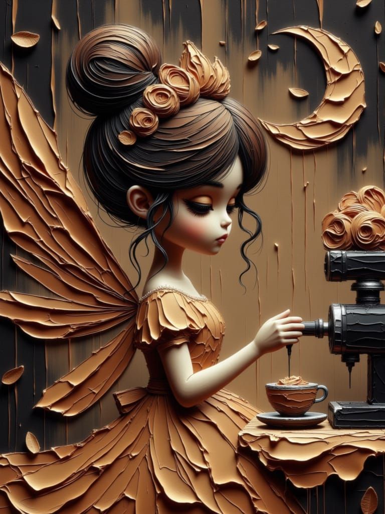 Coffee Fairy with Espresso Machine, WLOP-inspired Concept Ar...