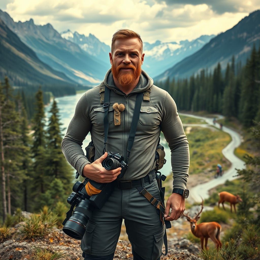 Realistic Mountain Instructor Portrait in Stunning Natural S...