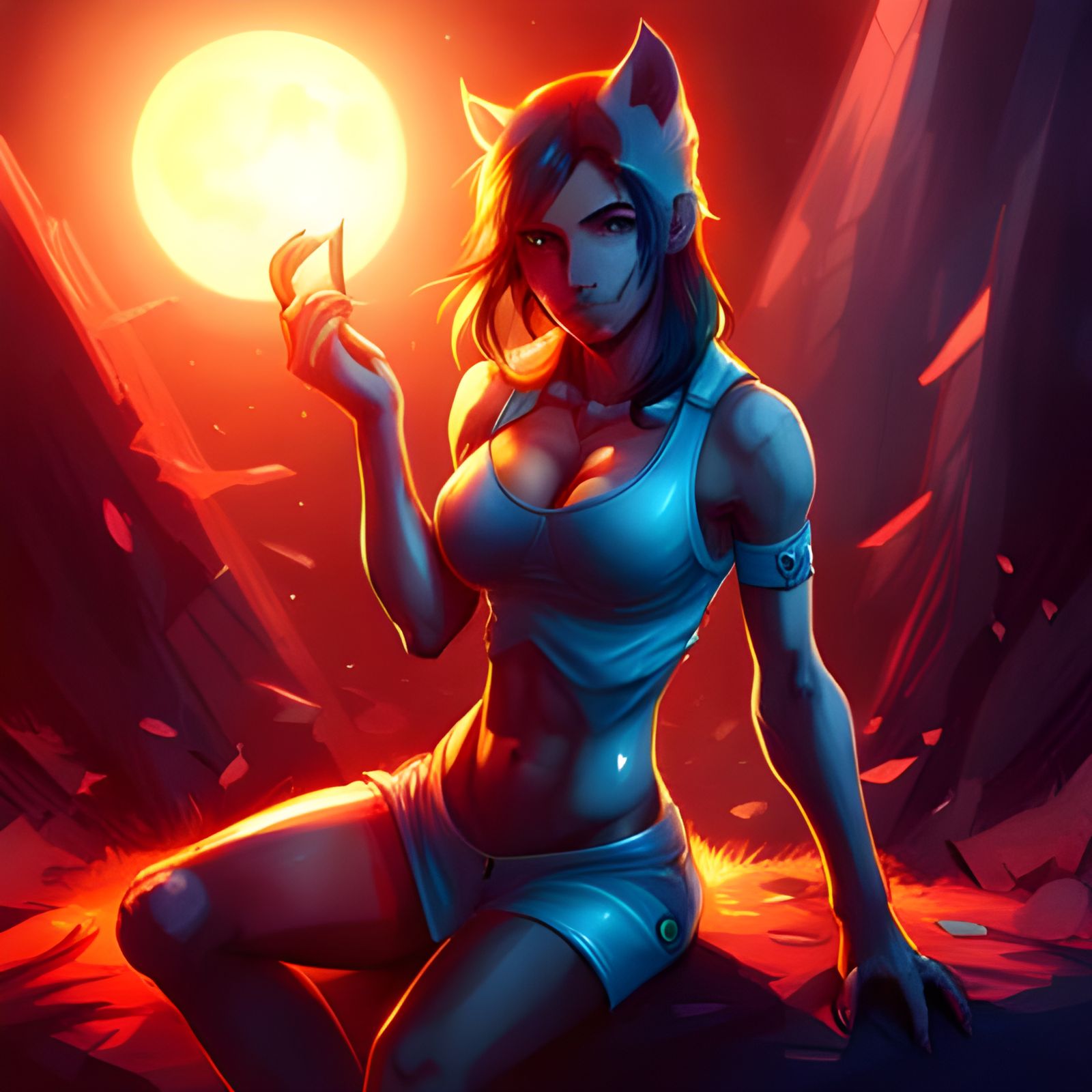 Beautiful Werewolf Girl in Manhwa Style