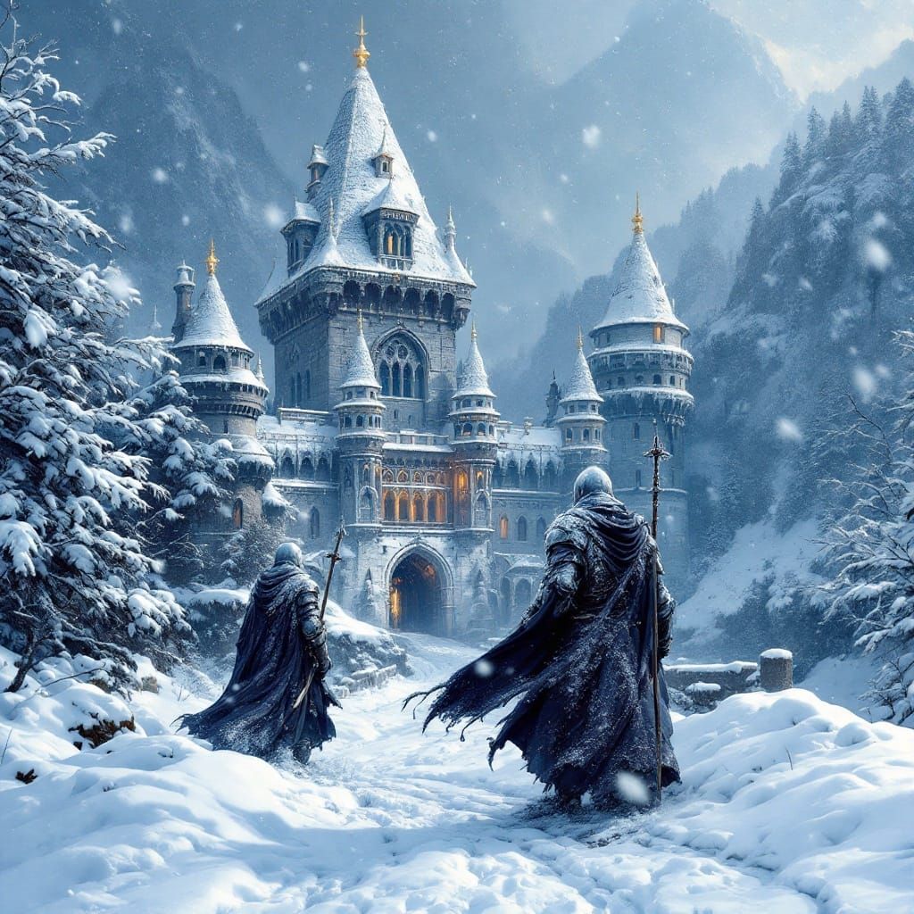 Medieval Castle Frozen in Winter Majesty