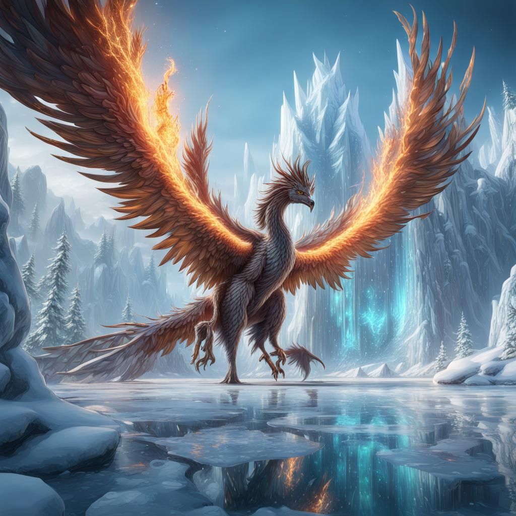 Detailed Ice Phoenix Fantasy Concept Art