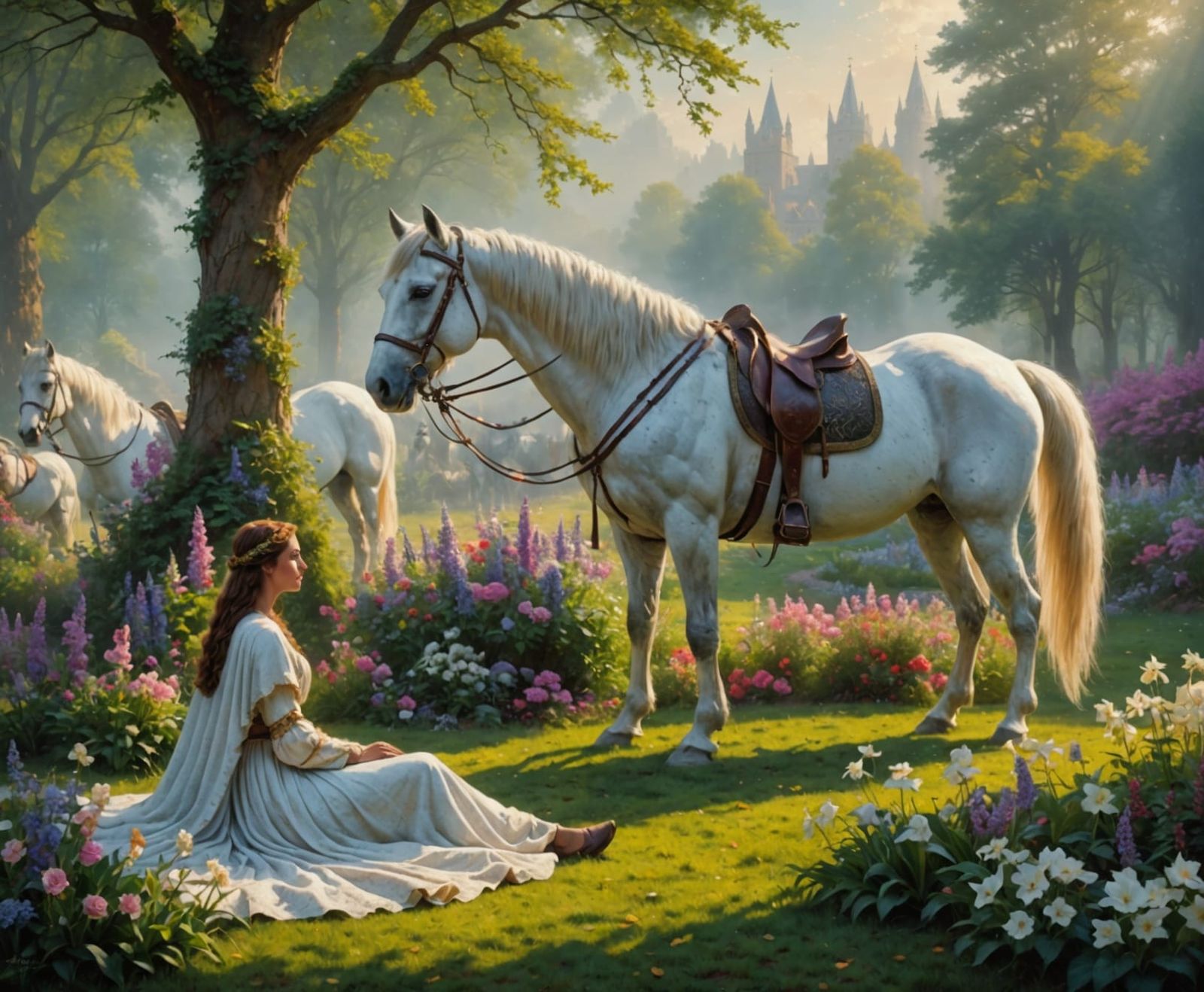 Ethereal Jesus and Knight in a Hyperrealistic Landscape