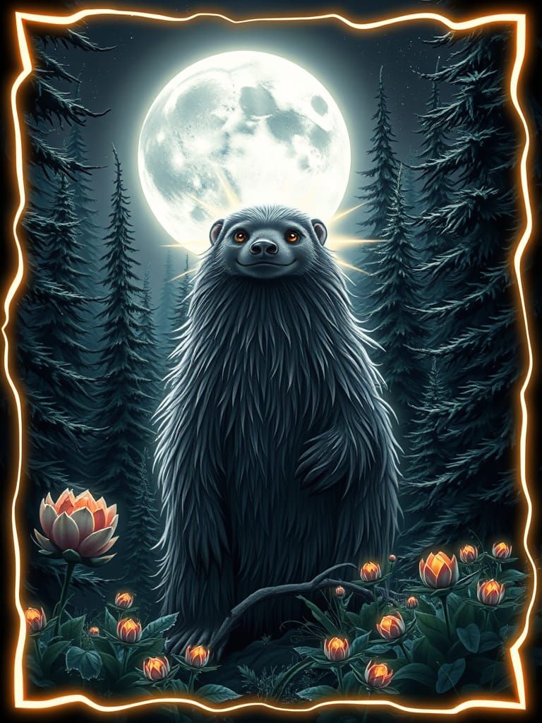 Celestial Mongoose in Mystical Forest, Akira Toriyama Style