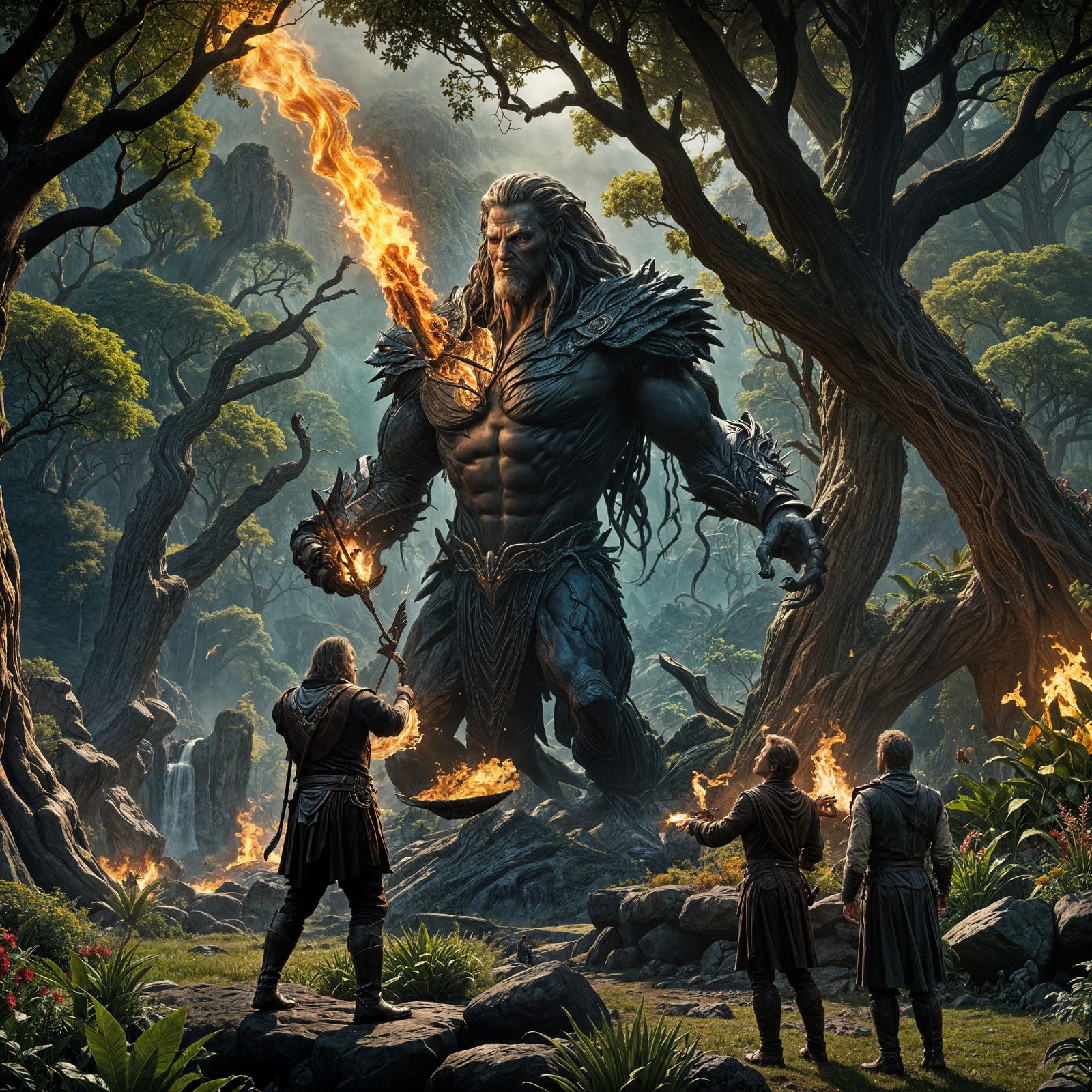 Prometheus giving fire to man