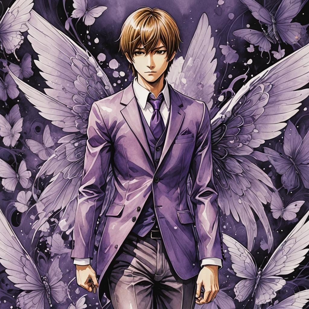 Light Yagami with Fairy Wings, Ink and Brush Style