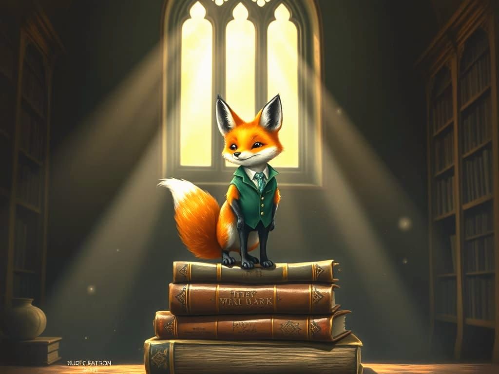 Whimsical Fox in Vintage Painting Style