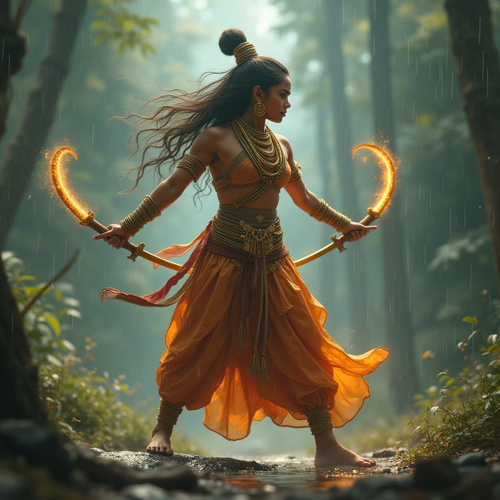 Ancient Kerala Warrior in Ethereal Combat