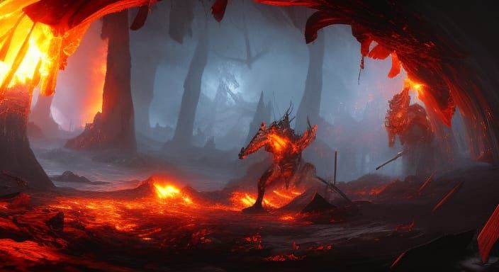 Intense Flames and Dramatic Lighting in 3D Style