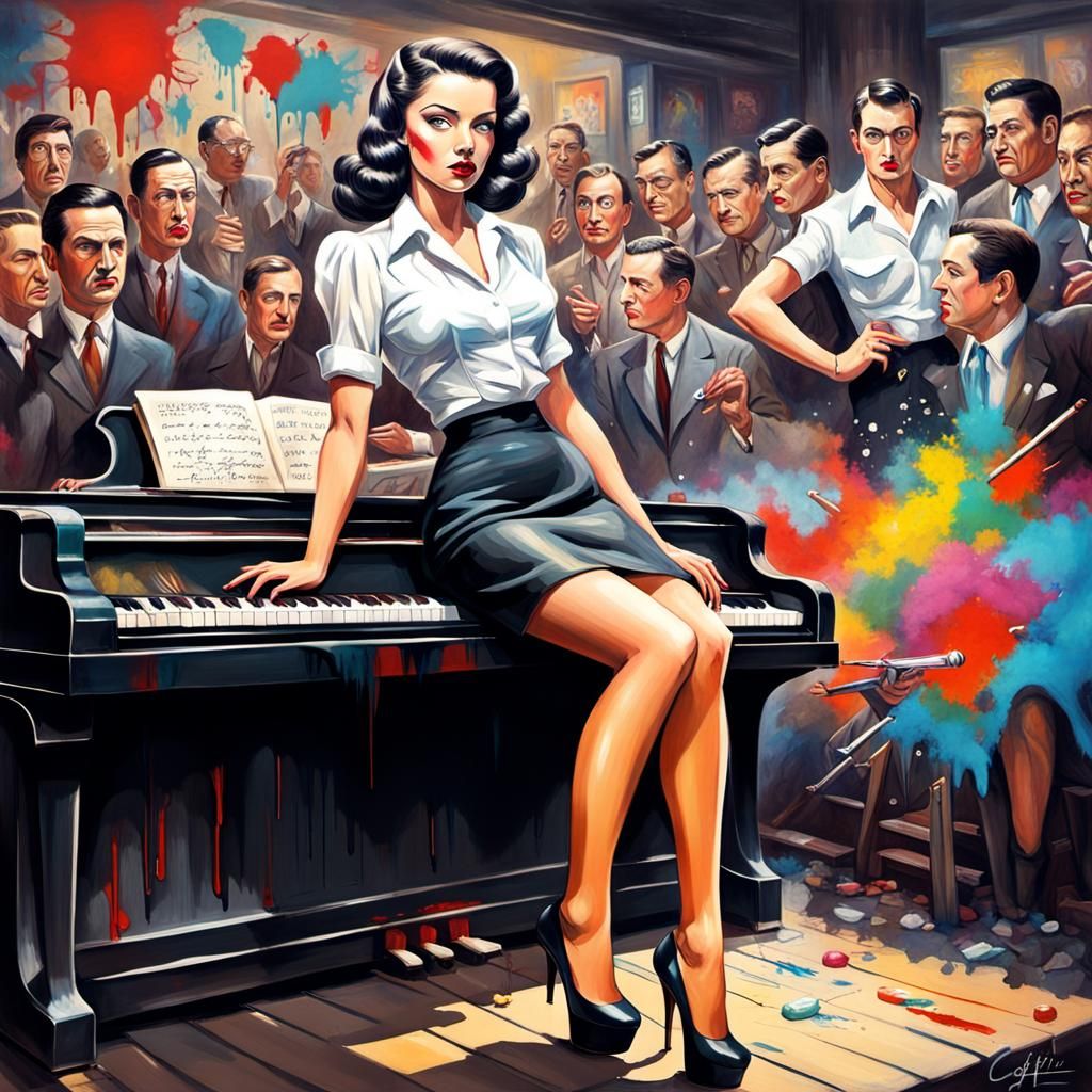 Femme Fatale in Graffiti Art Style