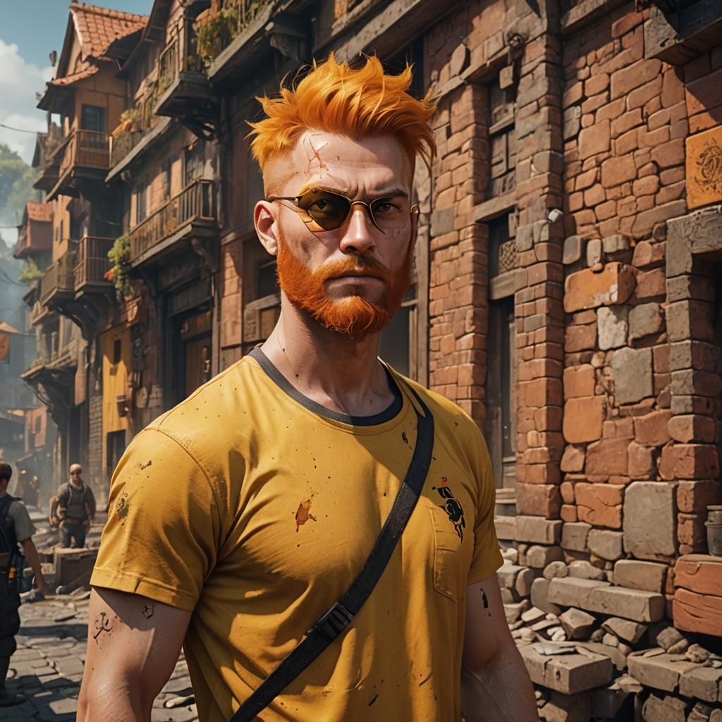 Handsome Man with Orange Hair, Fantasy Concept Art