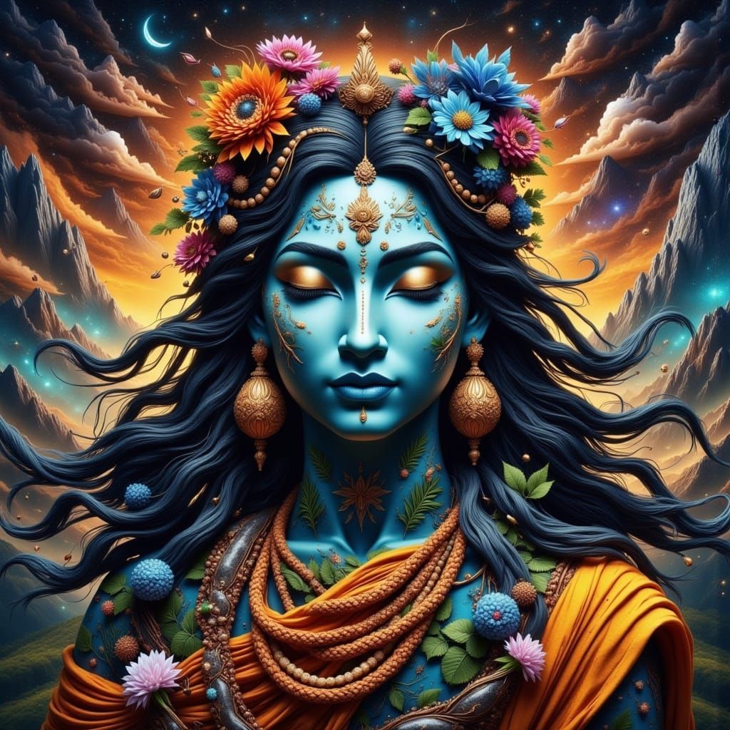 Lord Shiva Portrait in Classical Indian Style