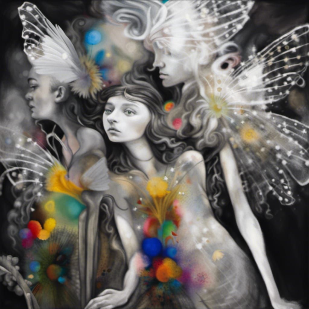 Fairies in Dandelion Dreamscape: Surreal Art