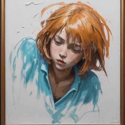 Daisy in Impasto Style with Thick Oil Paint