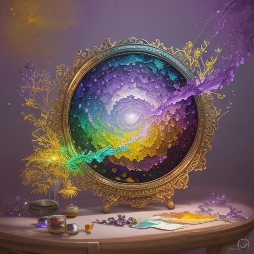 Rainbow Light Poetry on Golden Scroll