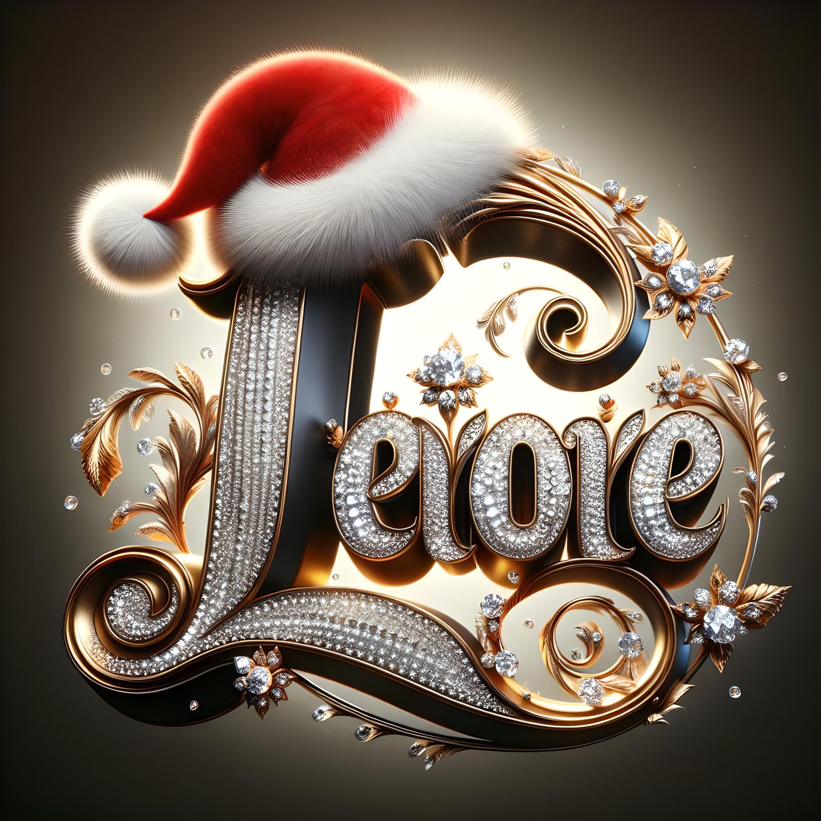 Luxurious Diamond-Encrusted 'Lenore' with Santa Hat