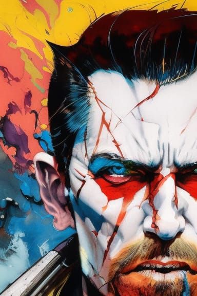 Badass Vampire Portrait in Fluid Gouache Style