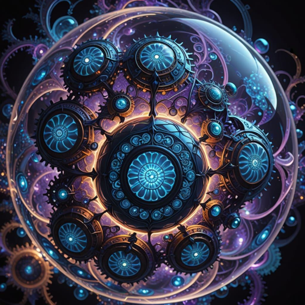 Surrealistic Orb of Infinite Recursion in Electric Blue and ...