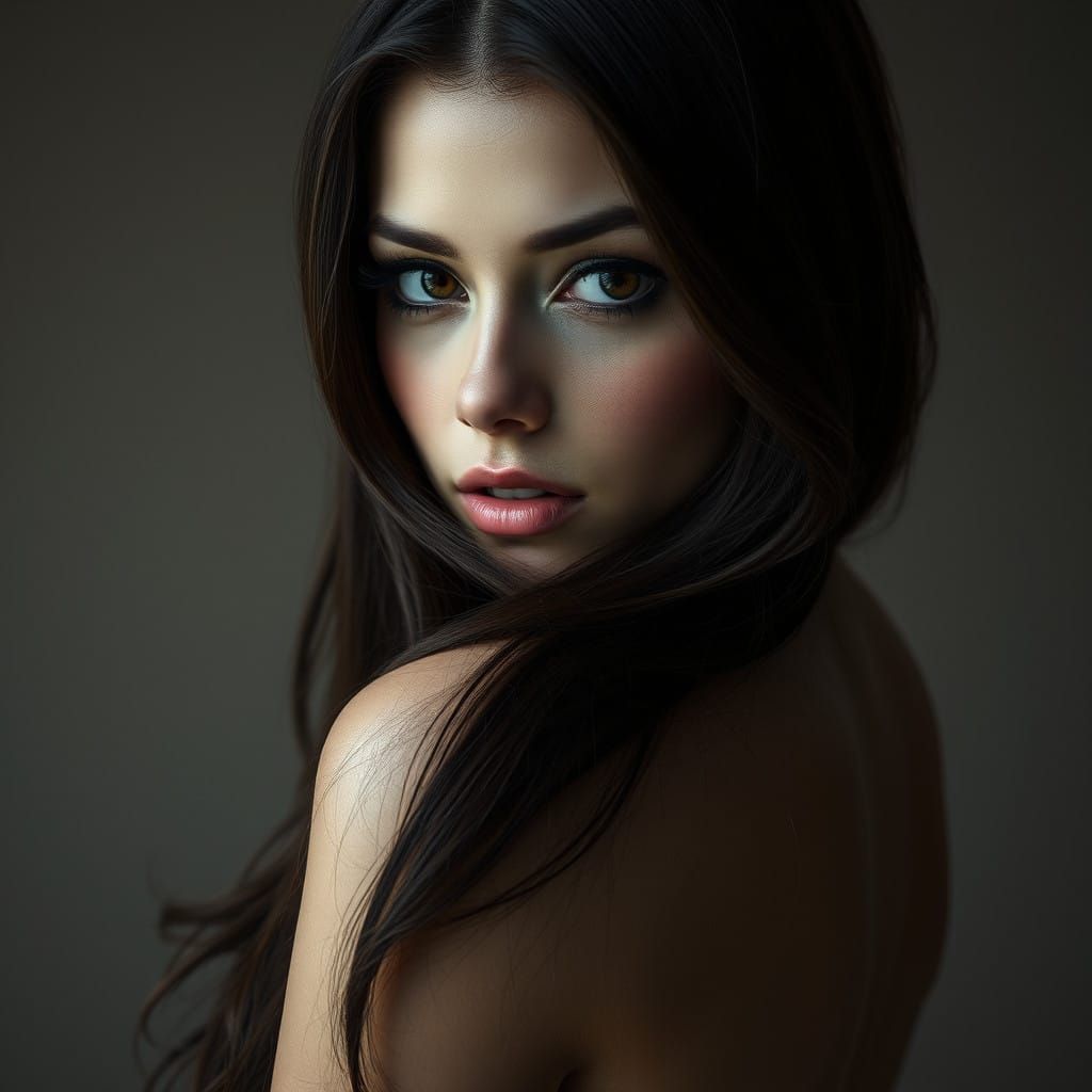 Hyper-Realistic Portrait of a Beautiful Woman in Muted Beaut...