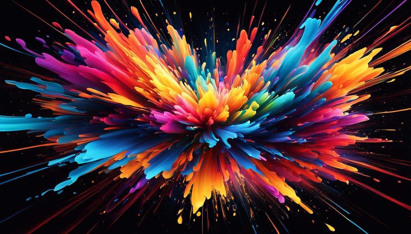 Vibrant Abstract Splash Art with Explosions of Color