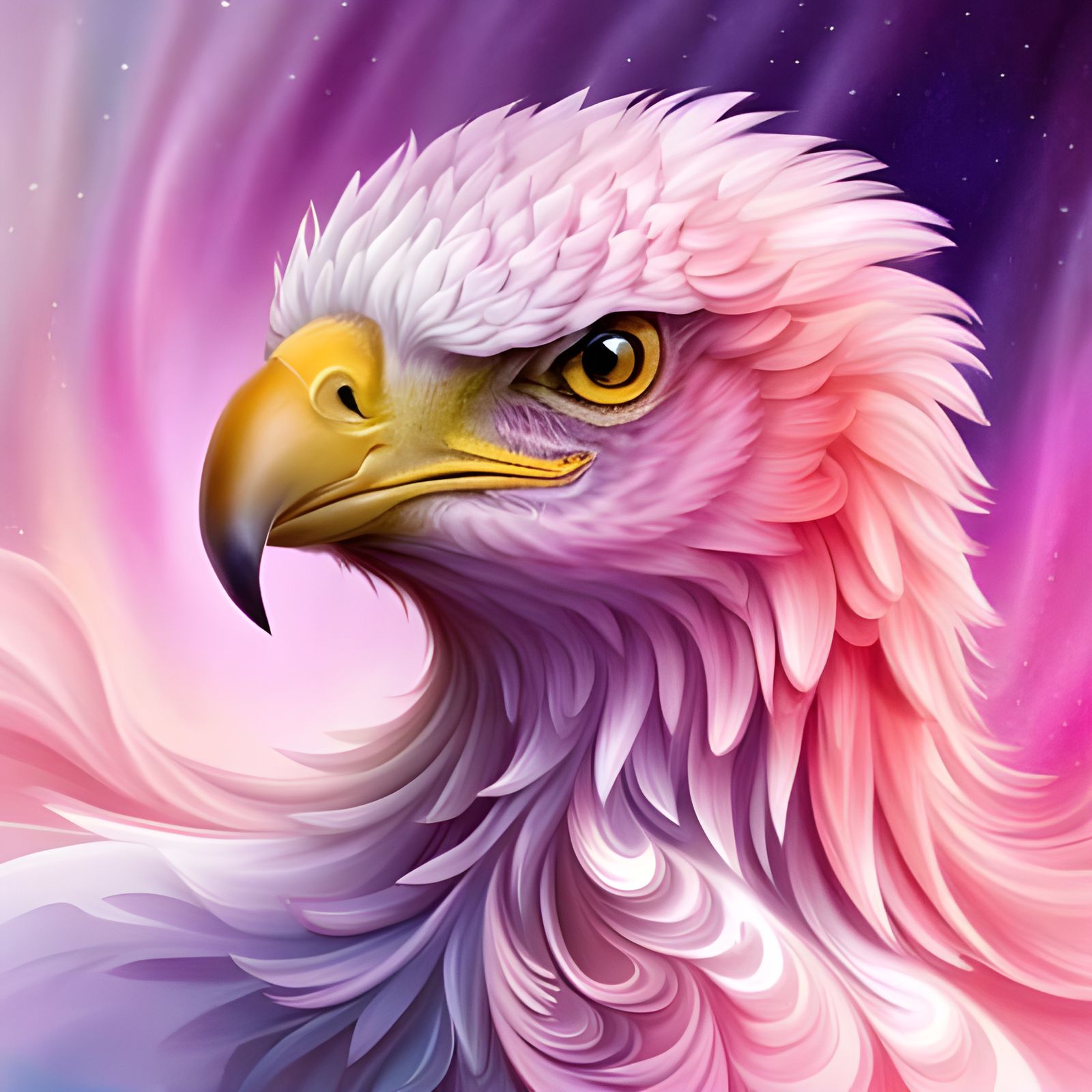 Fantasy Pink Eagle with Liquid Marble Feathers