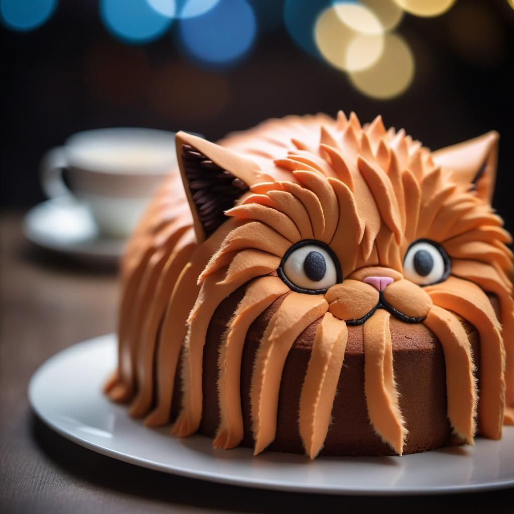 Fluffy Cat Cake Slice: Professional Photography