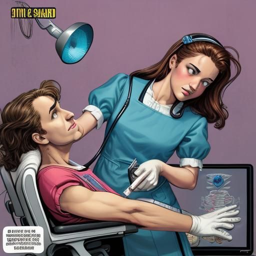 Gynecological Exam in Comic Book Style