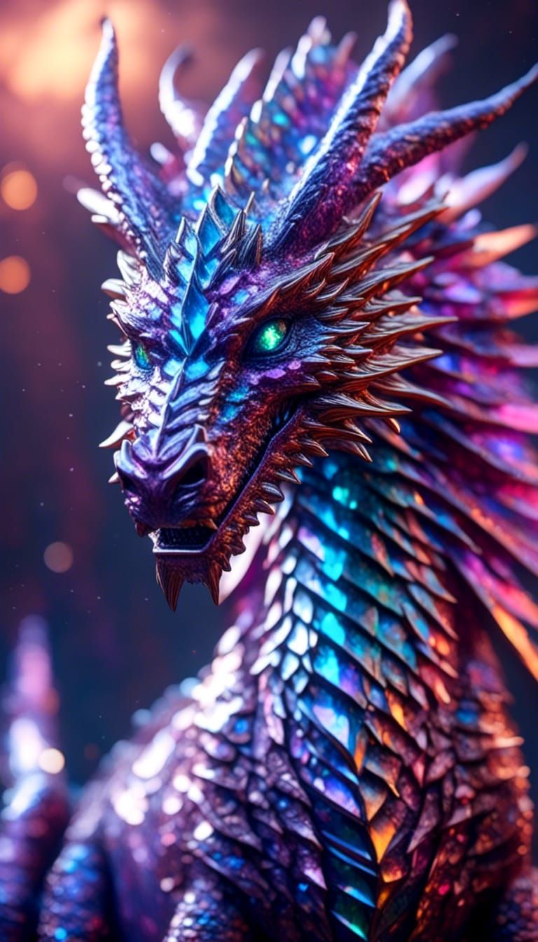 Aurene: Prismatic Crystal Dragon in Hyperreal Detail