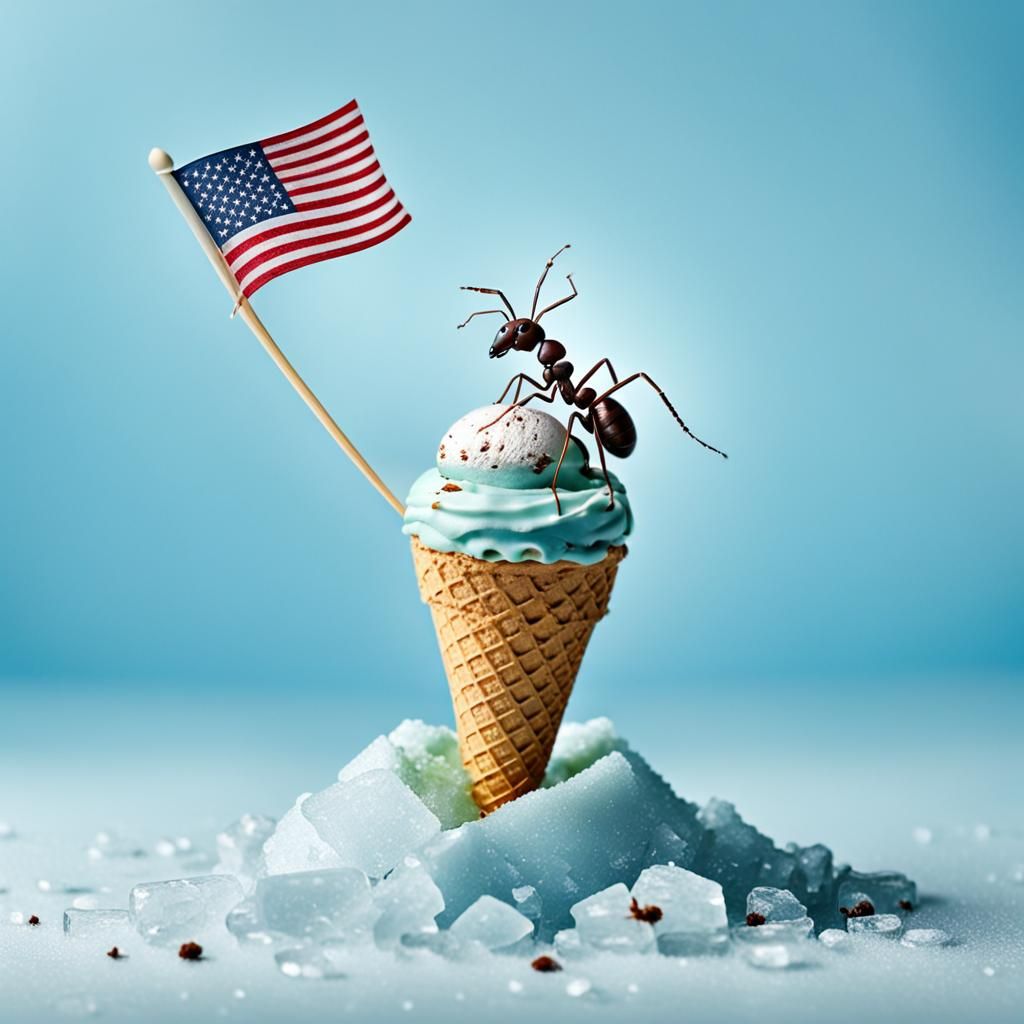 Ant Plants Flag on Ice Cream Mountain
