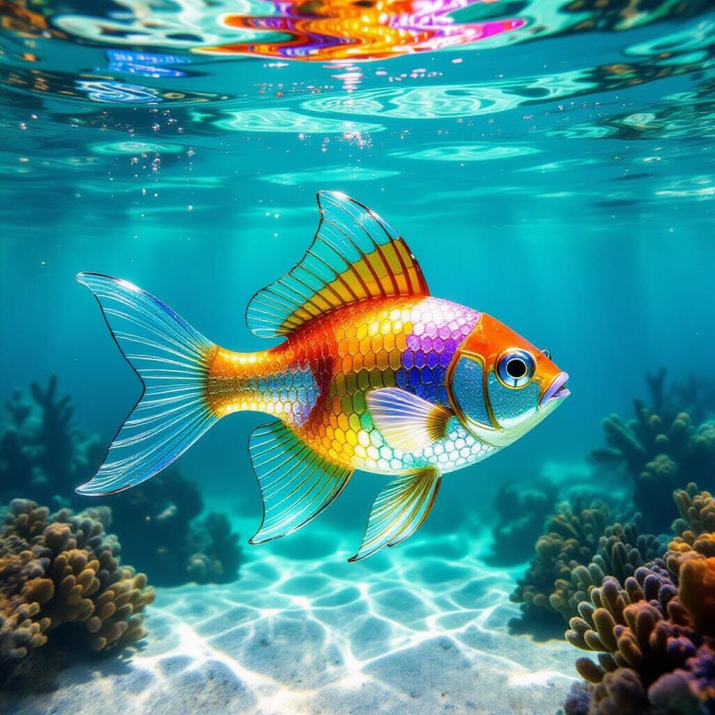 Colorful Glass Fish Underwater Stained Glass